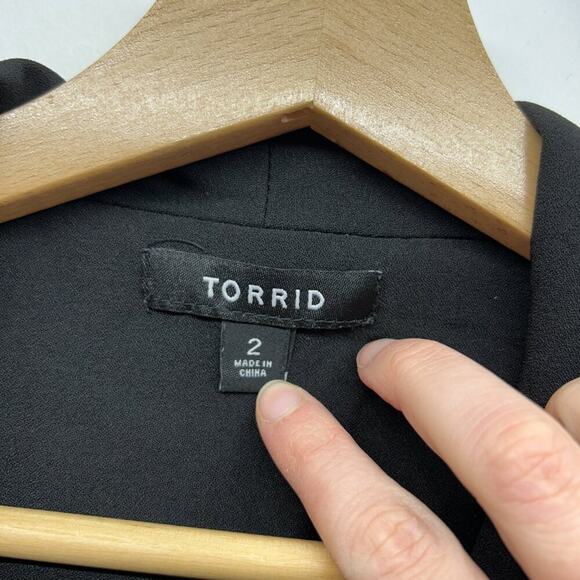 Torrid Neutral Black Open Front Collared Blazer Jacket Plus Size 2X Professional - Picture 5 of 6